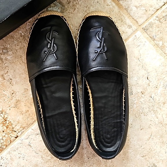 Authentic YSL leather logo espadrilles